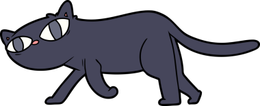 Bir insan tarafından çizilmiş kara kedi karikatürü.