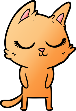 Bir insan tarafından çizilmiş sakin çizgi film kedisi.