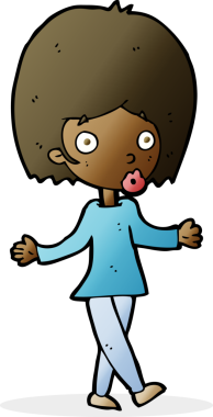 Bir insan tarafından çizilmiş, kafası karışık bir kadın.