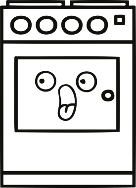Bir insan tarafından çizilmiş bir mutfak fırınının çizgi çizimi