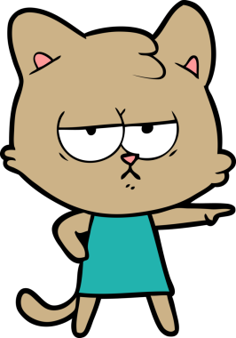 Bir insan tarafından çizilmiş sıkılmış çizgi film kedisi