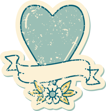 Bir insan tarafından çizilmiş kalp ve bayrağın sembolik depresif dövme şekli