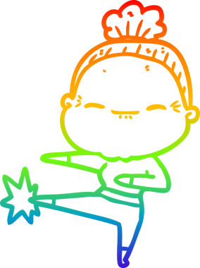 Gökkuşağı gradyan çizimi bir insan tarafından çizilmiş barışçıl yaşlı bir kadının çizimi