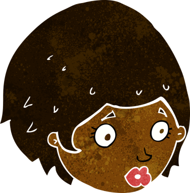 Bir insan tarafından çizilmiş endişeli bir yüzü olan çizgi film kızı.