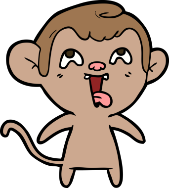 Bir insan tarafından çizilmiş çılgın çizgi film maymunu