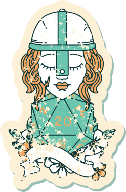 Retro Dövme Tarzı İnsan Dövüşçüsü Bir insan tarafından çizilmiş 20 zar atışıyla