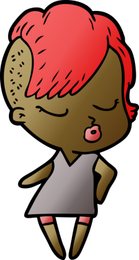 Bir insan tarafından çizilmiş güzel hippi kız.