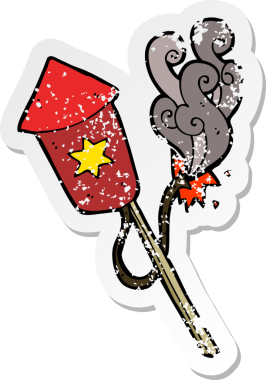 Bir insan tarafından çizilmiş yanan fitilli karikatür çıkartması.