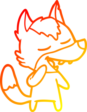 Bir insan tarafından çizilmiş gülen bir kurt çizgi çizimi.