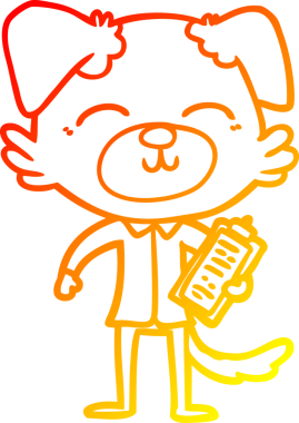 Bir insan tarafından çizilmiş çizgi film köpek müdürünün sıcak çizgi çizimi