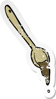 Bir insan tarafından çizilmiş karikatür kaşığının gerilmiş yapıştırması.