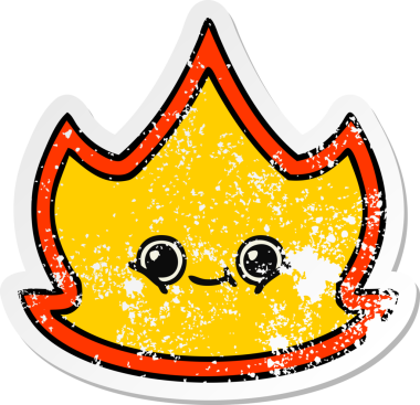 Bir insan tarafından çizilmiş şirin bir çizgi film yangınının sıkıntılı çıkartması.