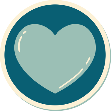 Bir insan tarafından çizilmiş geleneksel bir kalp şeklinde dövme çıkartması.