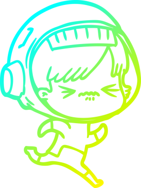 Bir insan tarafından çizilmiş soğuk gradyan çizgili astronot kadın çizimi.