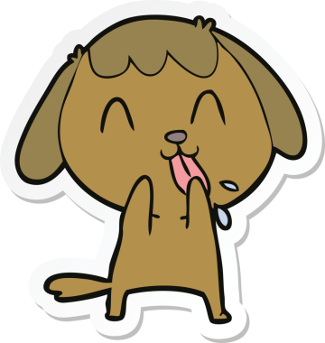 Bir insan tarafından çizilmiş şirin bir köpeğin çıkartması.