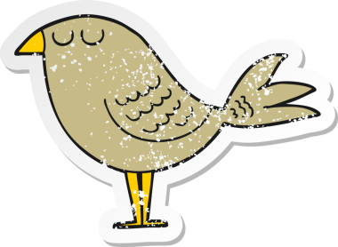 Bir insan tarafından çizilmiş karikatür kuşunun sıkıntılı çıkartması