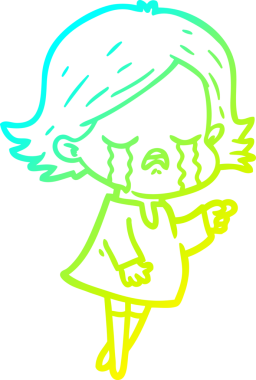 Bir insan tarafından çizilmiş ağlayan bir çizgi film kızı çizimi.