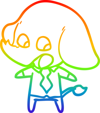 Gökkuşağı gradyan çizgisi bir insan tarafından çizilmiş şirin bir fil çizimi