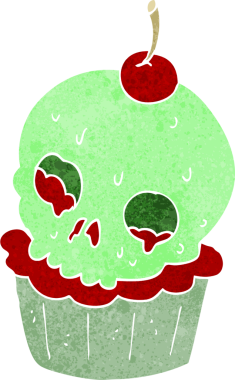 Cadılar Bayramı pastası bir insan tarafından çizilmiş.