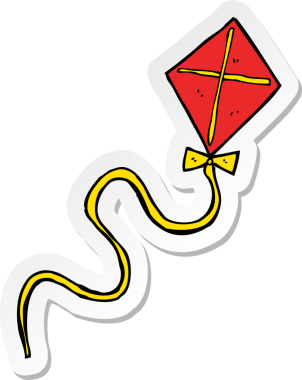 Bir insan tarafından çizilmiş uçan uçurtmanın çıkartması.