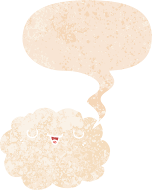 grunge 'da konuşma baloncuğu olan karikatür bulutu bir insan tarafından çizilmiş rahatsız edilmiş retro dokuma tarzı