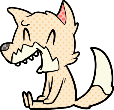 Bir insan tarafından çizilmiş gülen tilki çizgi filmi.