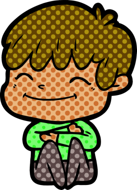 Bir insan tarafından çizilmiş mutlu çocuk çizgi filmi.