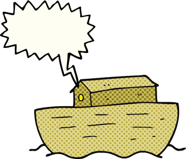 Bir insan tarafından çizilmiş Nuh 'un Gemisi adlı çizgi roman konuşma balonu.