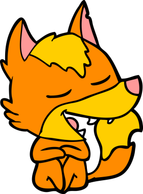 Bir insan tarafından çizilmiş tilki çizgi film karakteri