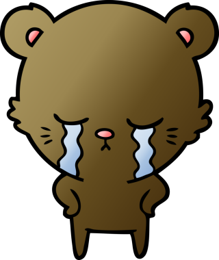 Bir insan tarafından çizilmiş ağlayan çizgi film ayısı.