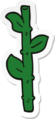 Bir insan tarafından çizilmiş karikatür bambu etiketi.