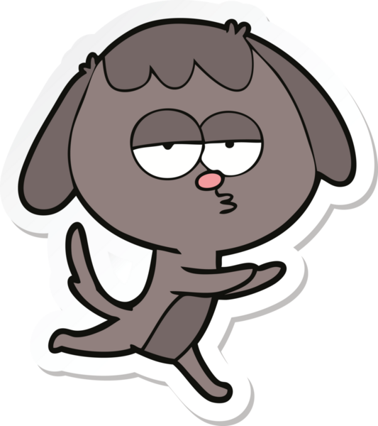 Bir insan tarafından çizilen ve sıkılan bir köpeğin çıkartması.