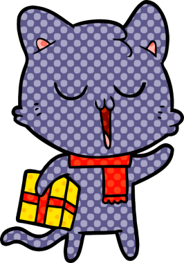 Bir insan tarafından çizilmiş yetenekli bir çizgi film kedisi.