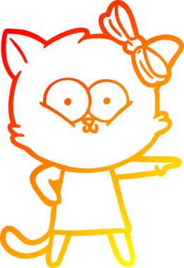 Bir insan tarafından çizilmiş çizgi film kedisinin sıcak çizgi çizimi