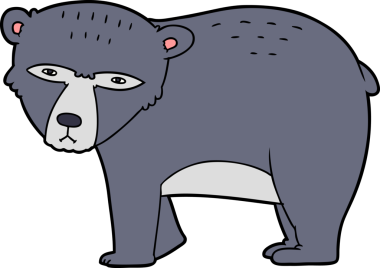 bir insan tarafından çizilmiş ciddi bir ayı çizgi filmi