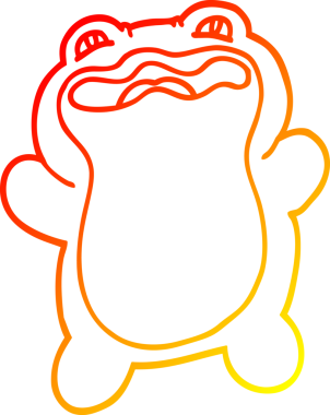 Bir insan tarafından çizilmiş komik bir kurbağanın sıcak çizgi çizimi