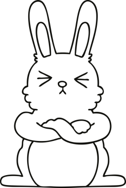 Bir insan tarafından çizilmiş garip çizgi film tavşanı.