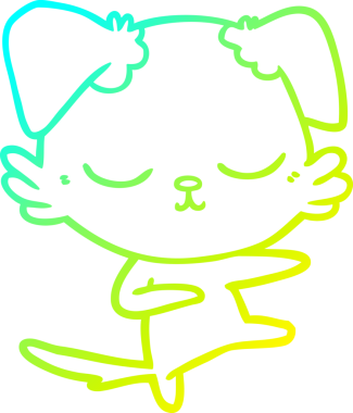 Bir insan tarafından çizilmiş şirin bir çizgi köpeğin soğuk gradyan çizgisi.