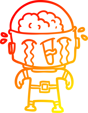 Bir insan tarafından çizilmiş, karikatür ağlayan robot çizimi.