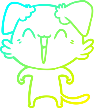 Bir insan tarafından çizilmiş küçük mutlu bir köpek çizgi filmi.