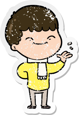 Bir insan tarafından çizilmiş mutlu bir çocuğun sıkıntılı çıkartması.