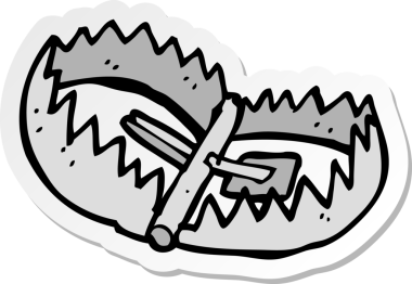 Bir insan tarafından çizilmiş bir ayı tuzağının çıkartması.