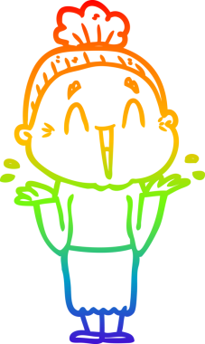 Gökkuşağı gradyan çizgi çizimi Bir insan tarafından çizilmiş mutlu yaşlı kadın