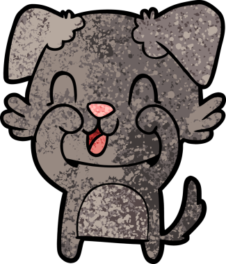 Bir insan tarafından çizilmiş gülen çizgi film köpeği.