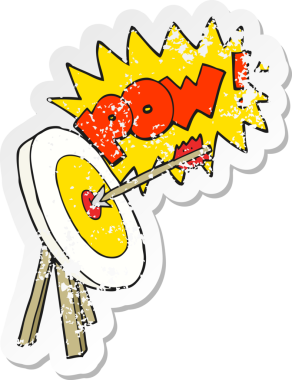 Bir insan tarafından çizilmiş çizgi film okçuluğunun gerilimli çıkartması.