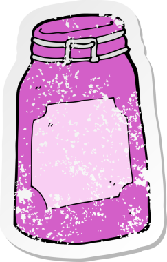 Bir insanın çizdiği karikatür kavanozunun gerilimli retro yapıştırması.