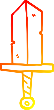 Bir insan tarafından çizilen çizgi film hançerinin sıcak eğimli çizgisi.