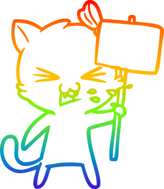 gökkuşağı gradyanı çizimi bir insan tarafından çizilmiş çizgi film kedisi