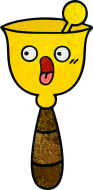 Bir insan tarafından çizilmiş okul çanının retro grunge desenli karikatürü.