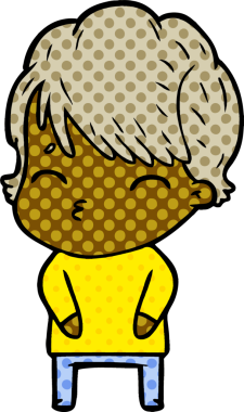 Bir insan tarafından çizilmiş bir çizgi film kadını.